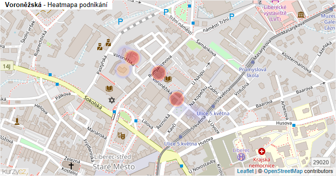 Voroněžská - mapa podnikání