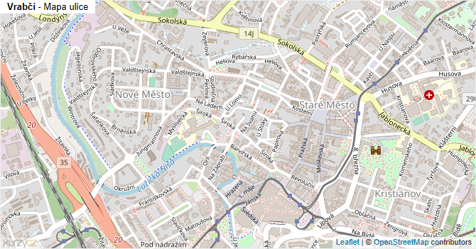 Vrabčí - mapa ulice
