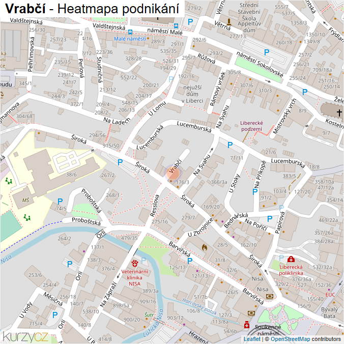 Mapa Vrabčí - Firmy v ulici.