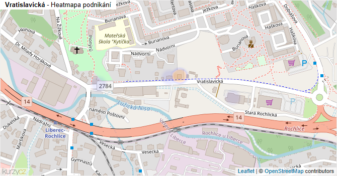 Vratislavická - mapa podnikání