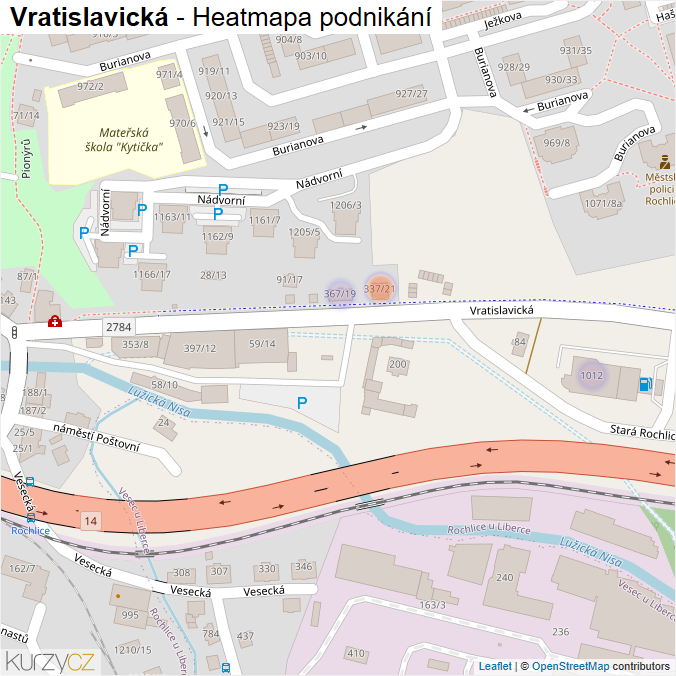 Mapa Vratislavická - Firmy v ulici.
