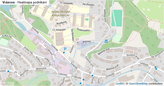 Vrázova - mapa podnikání