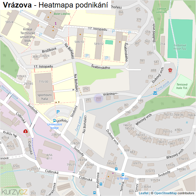 Mapa Vrázova - Firmy v ulici.