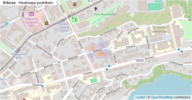 Vrbova - mapa podnikání