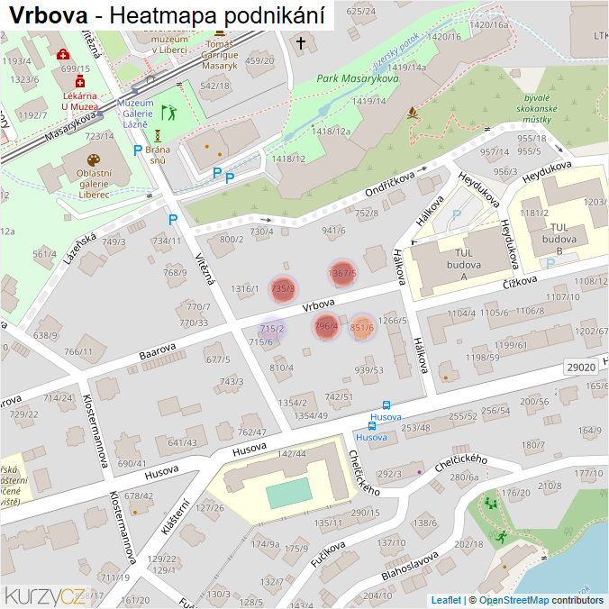 Mapa Vrbova - Firmy v ulici.
