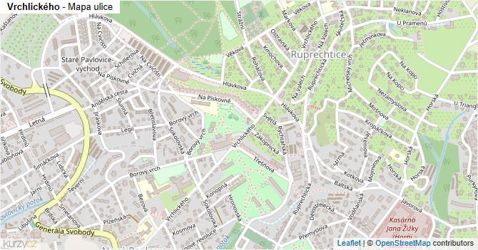 Vrchlického - mapa ulice