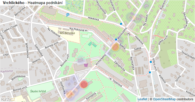 Vrchlického - mapa podnikání