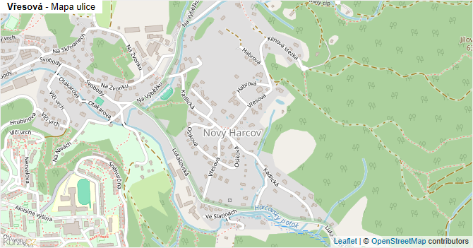 Vřesová - mapa ulice