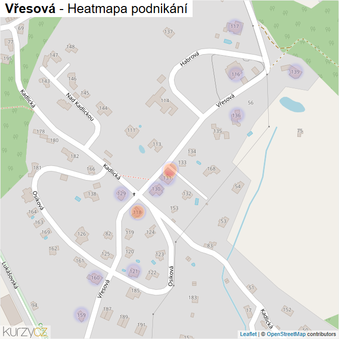 Mapa Vřesová - Firmy v ulici.