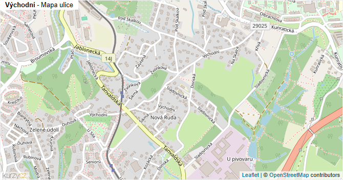 Východní - mapa ulice