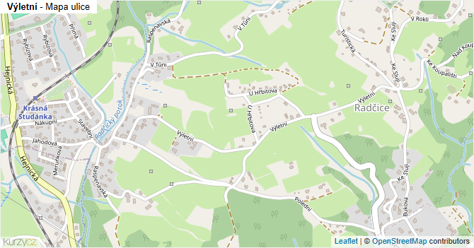 Výletní - mapa ulice