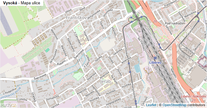 Vysoká - mapa ulice