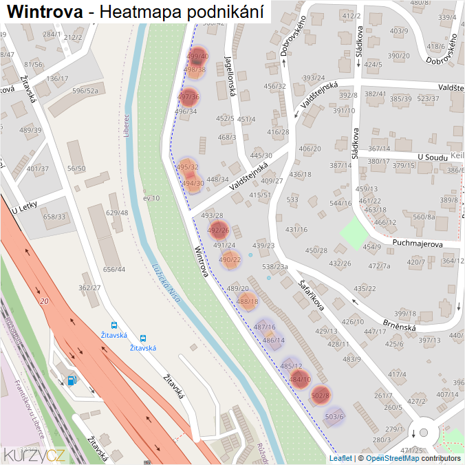 Mapa Wintrova - Firmy v ulici.
