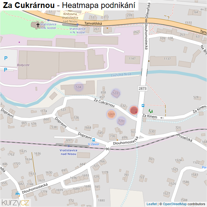 Mapa Za Cukrárnou - Firmy v ulici.