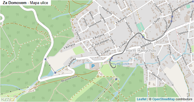 Za Domovem - mapa ulice