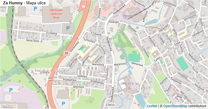 Za Humny - mapa ulice