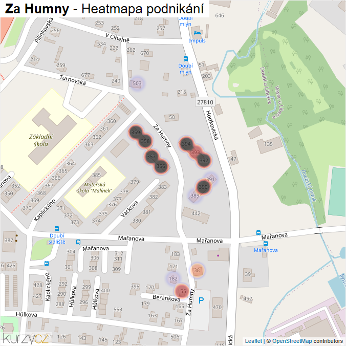 Mapa Za Humny - Firmy v ulici.