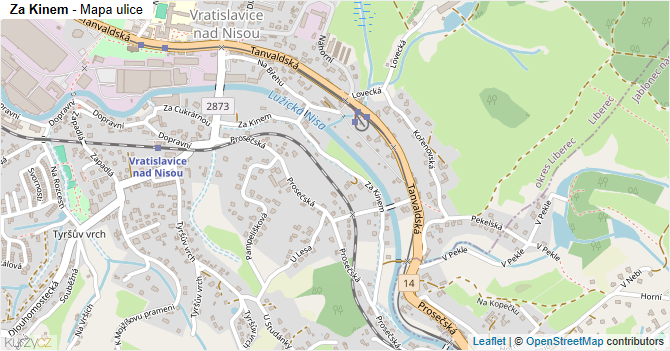 Za Kinem - mapa ulice