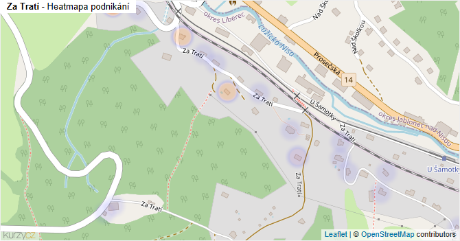Za Tratí - mapa podnikání