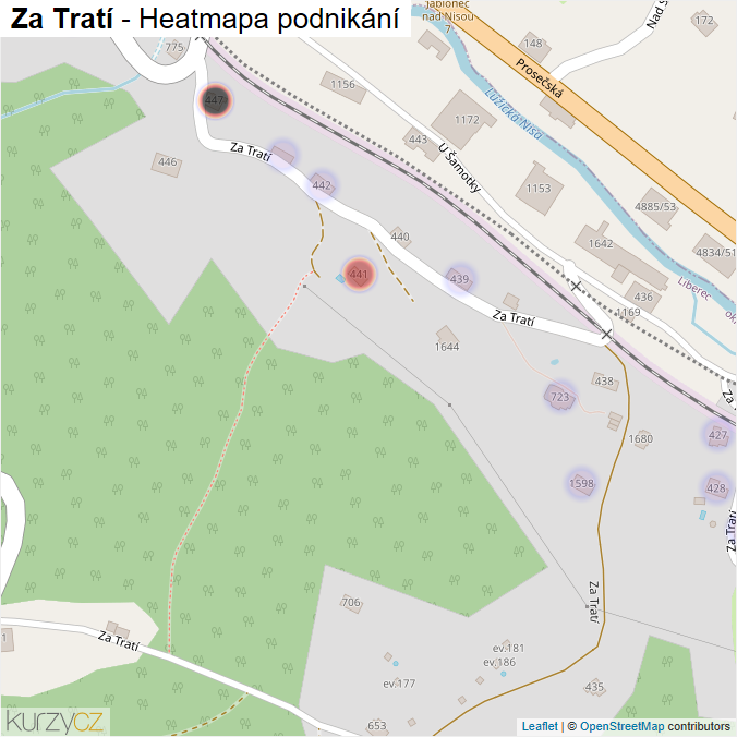 Mapa Za Tratí - Firmy v ulici.
