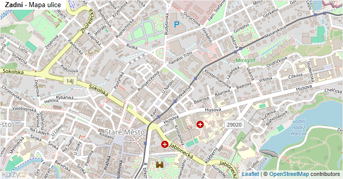 Zadní - mapa ulice