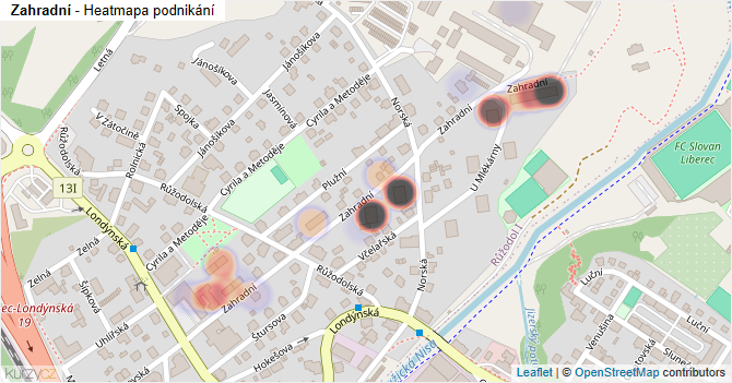 Zahradní - mapa podnikání