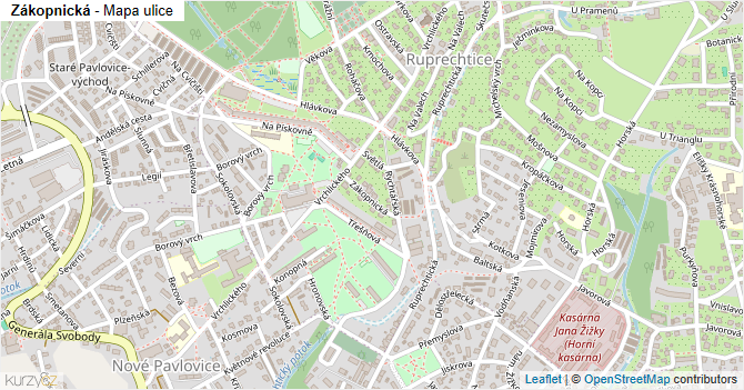 Zákopnická - mapa ulice