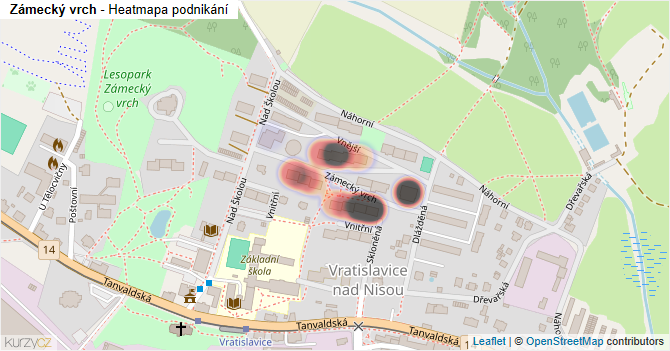 Zámecký vrch - mapa podnikání