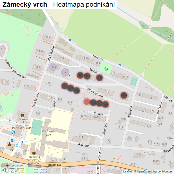 Mapa Zámecký vrch - Firmy v ulici.