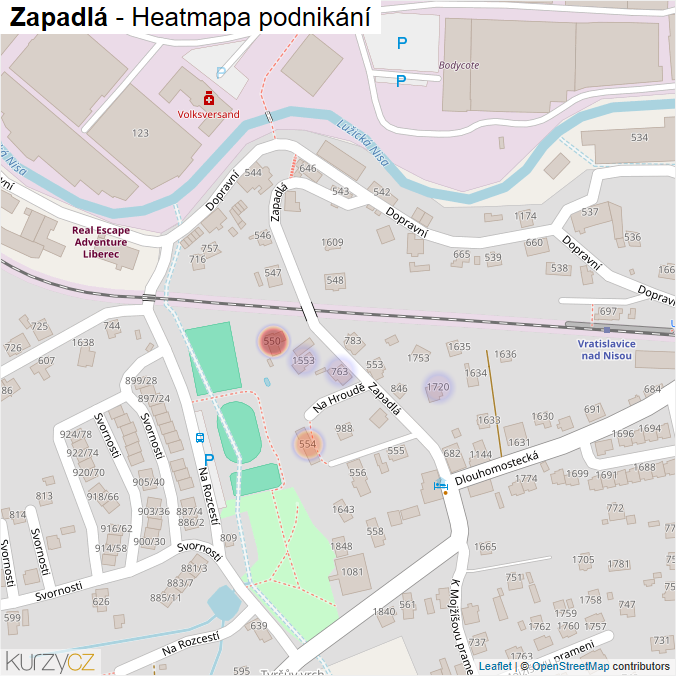 Mapa Zapadlá - Firmy v ulici.