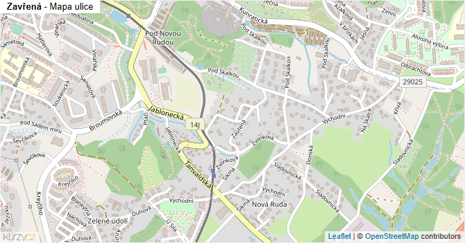 Zavřená - mapa ulice