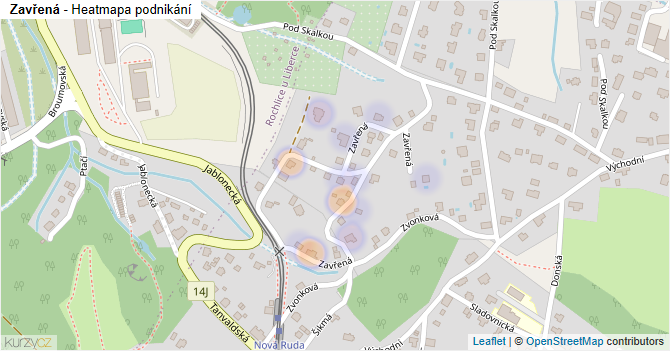 Zavřená - mapa podnikání