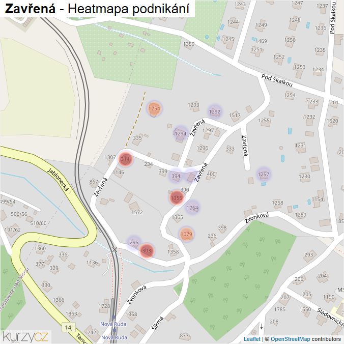Mapa Zavřená - Firmy v ulici.