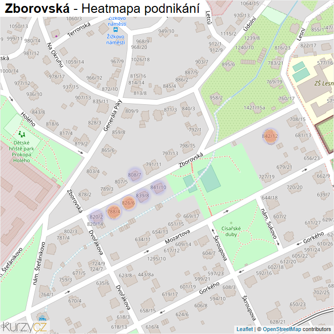 Mapa Zborovská - Firmy v ulici.