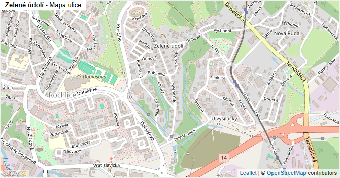 Zelené údolí - mapa ulice