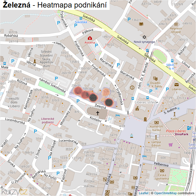 Mapa Železná - Firmy v ulici.