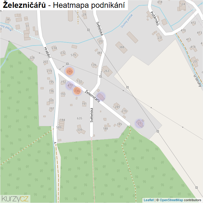 Mapa Železničářů - Firmy v ulici.