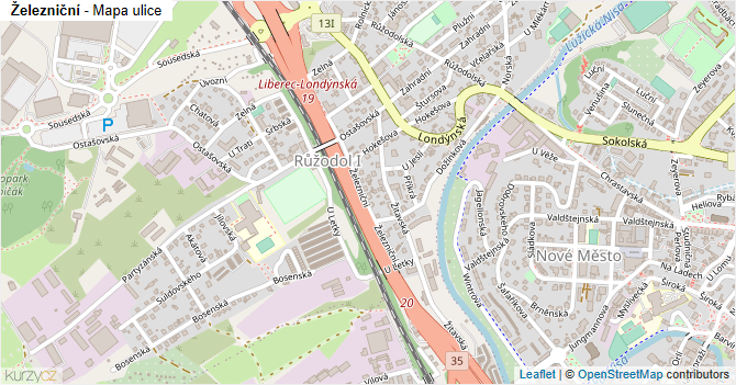 Železniční - mapa ulice