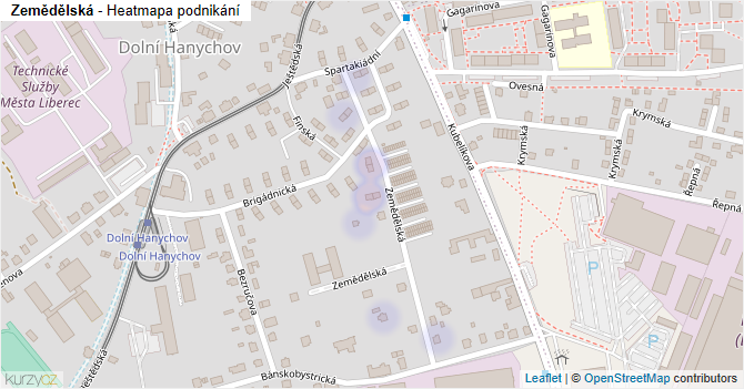 Zemědělská - mapa podnikání