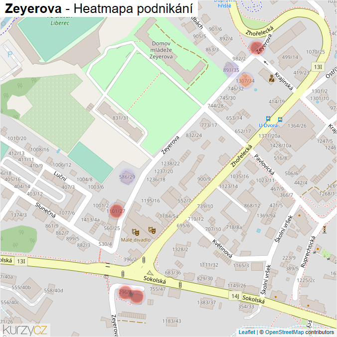 Mapa Zeyerova - Firmy v ulici.