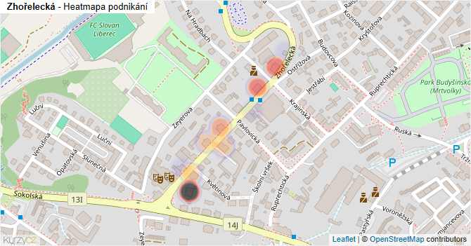 Zhořelecká - mapa podnikání