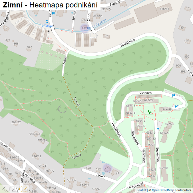 Mapa Zimní - Firmy v ulici.