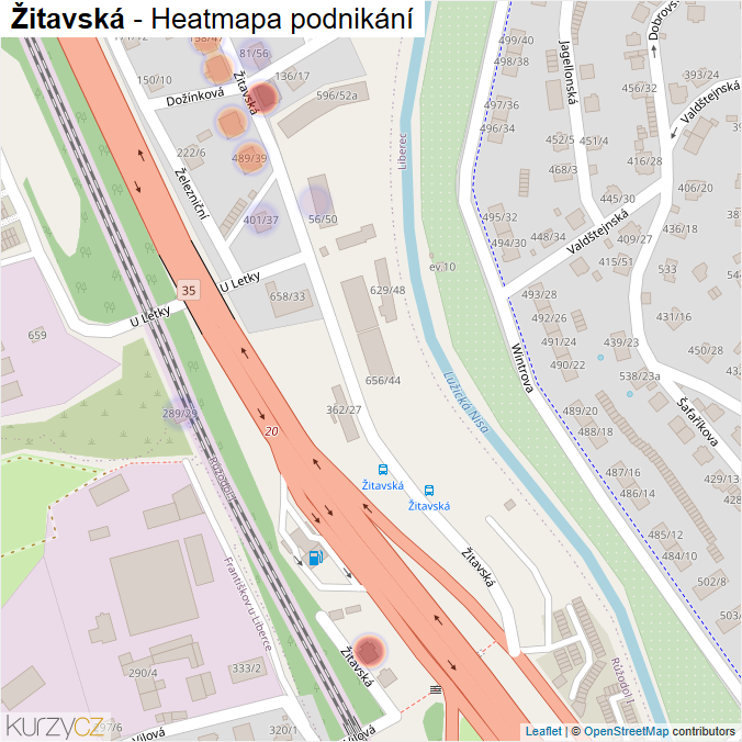 Mapa Žitavská - Firmy v ulici.