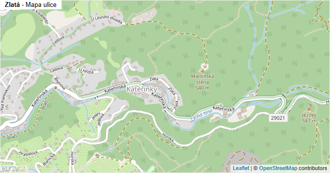 Zlatá - mapa ulice