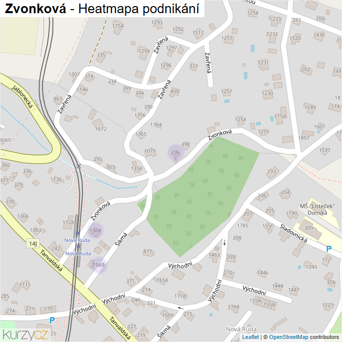 Mapa Zvonková - Firmy v ulici.