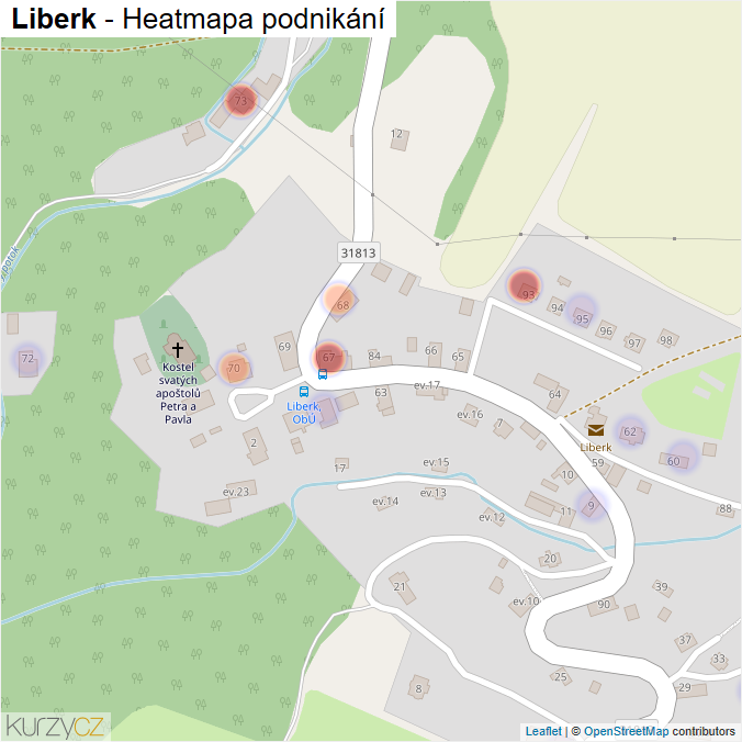 Mapa Liberk - Firmy v části obce.
