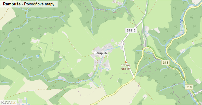 Rampuše - záplavové mapy stoleté vody