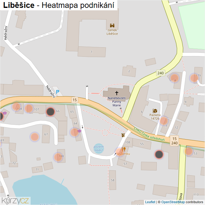 Mapa Liběšice - Firmy v obci.