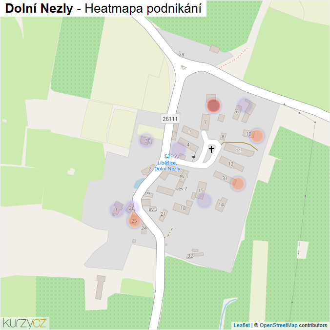Mapa Dolní Nezly - Firmy v části obce.