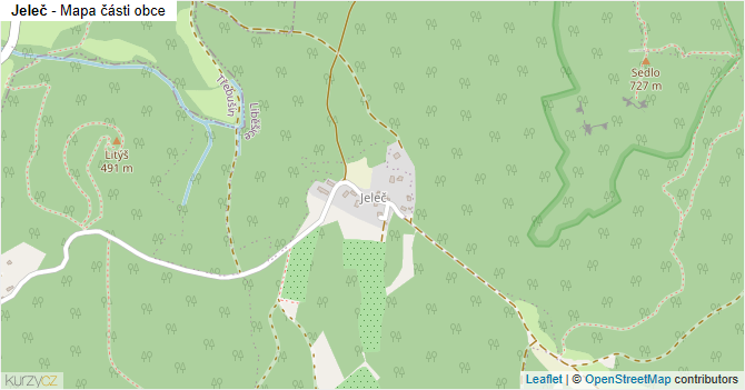 Jeleč - mapa části obce